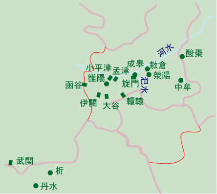 『中國歴史地圖集 第二冊秦・西漢・東漢時期』を参考とした地図。